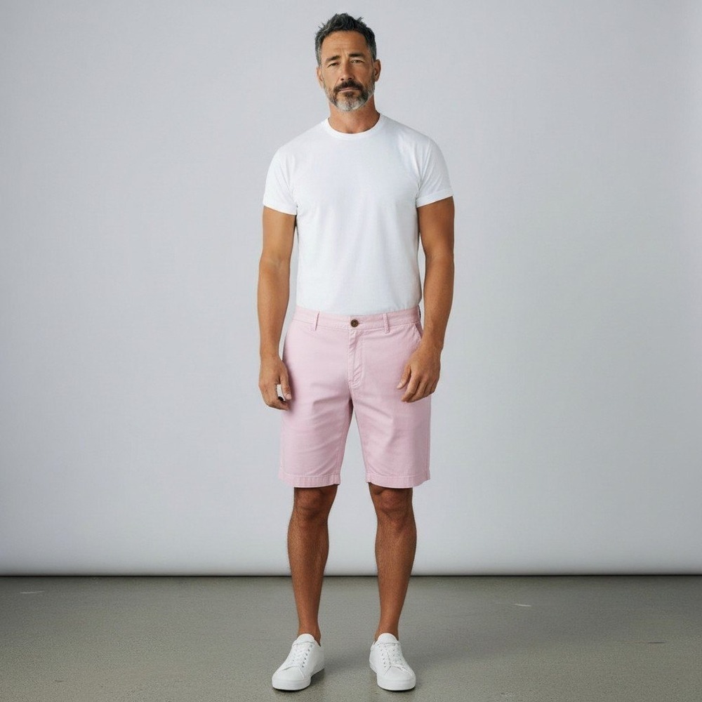 Tailorbyrd Collection Mens Pink Chino Shorts SZ 36 preppy CTN Flat Front Preppy